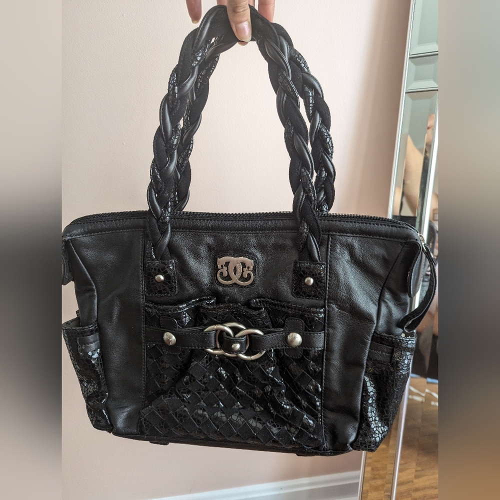 Original by Sharif Braided Shoulder bag Black croc style
